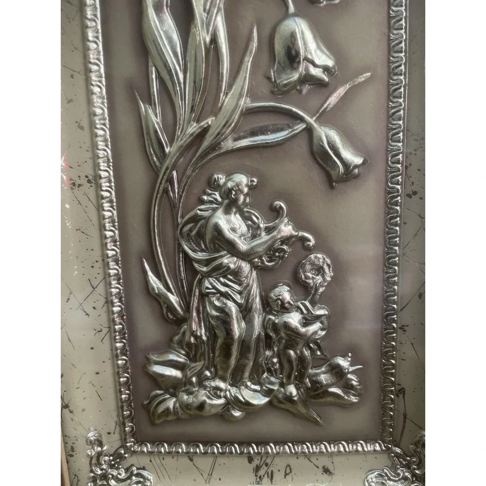 Vtg 1950's Four Seasons Metalcraft Spring - 3D Flowers Victorian Framed Wall Art